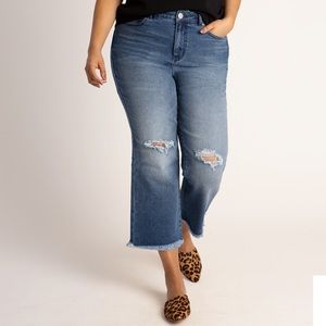 Eloquii Distressed Ankle Flare Frayed Jeans 20